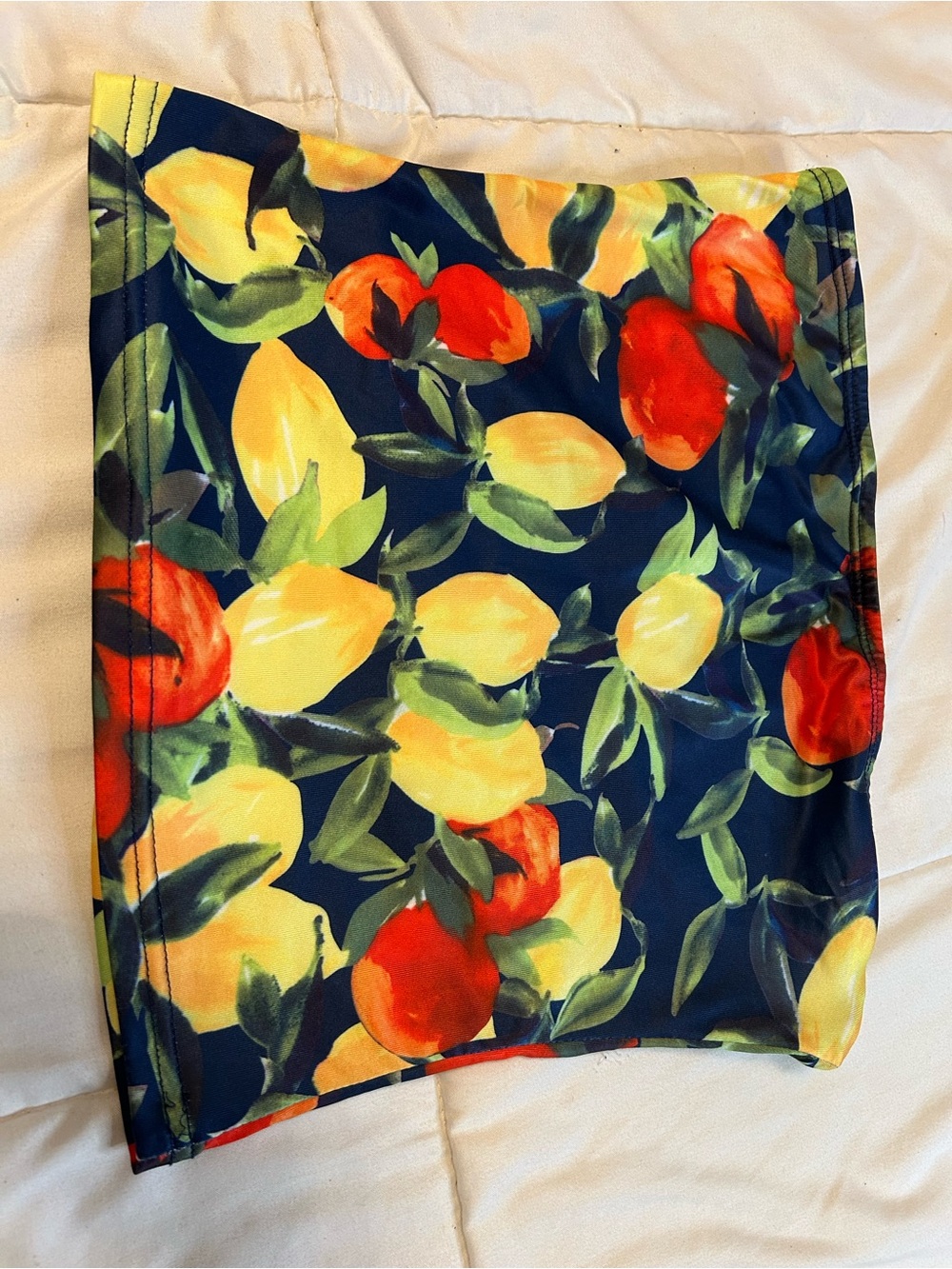 T.J.Maxx Navy Crop Top with Yellow Lemon & Orange Fruit Print